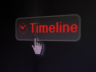 zaman çizelgesi kavramı: zaman çizelgesi ve dijital düğmesi arka plan üzerinde saat
