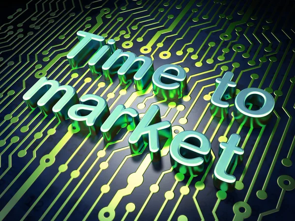 Time concept: Time to Market on circuit board background — Stock Photo, Image