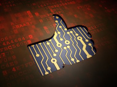 sosyal medya kavramı: dijital ekran arka plan üzerinde thumb