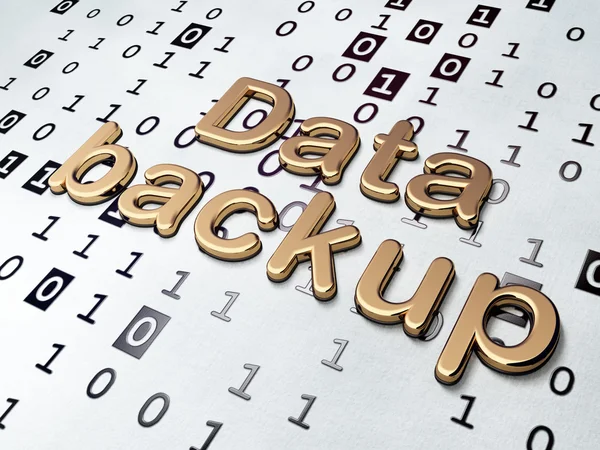 Conceito de informação: Golden Data Backup em fundo de código binário — Fotografia de Stock