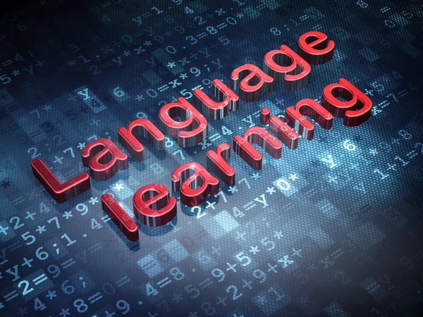 Oktatási koncepció: a digitális háttér piros nyelvtanulás — Stock Fotó
