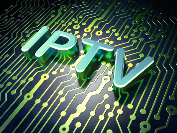 Concept de développement web SEO : IPTV sur fond de circuit imprimé — Photo