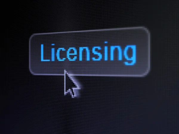 Concepto de ley: Licencias sobre fondo de botón digital — Foto de Stock