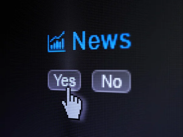 Concetto di notizie: icona del grafico della crescita e notizie sullo schermo del computer digitale — Foto Stock