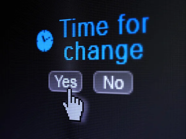 Idő fogalma: óra ikon és az idő a változásra, digitális számítógép képernyőjén — Stock Fotó
