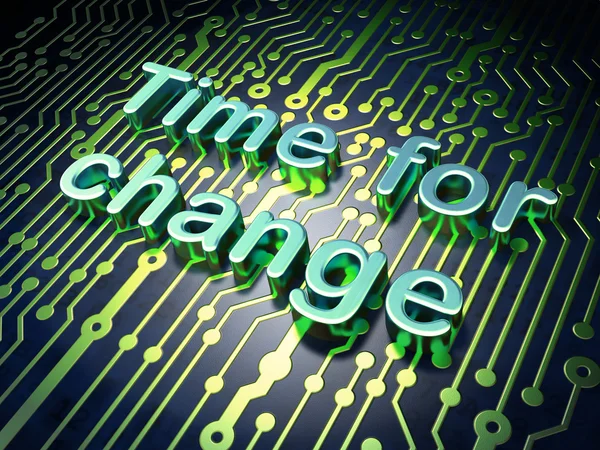 Timeline-Konzept: Zeit für Veränderungen im Hintergrund der Leiterplatte — Stockfoto