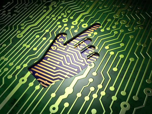 Web development concept: Mouse Cursor on circuit board background — Stock Photo, Image