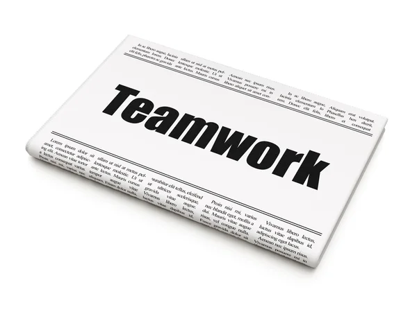Geschäftskonzept: Teamarbeit in der Zeitung — Stockfoto