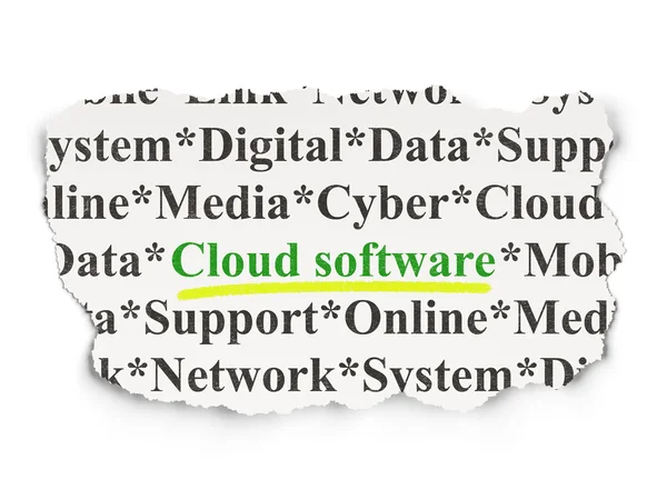 ネットワー キングの概念の雲: 雲の用紙の背景上のソフトウェア — ストック写真