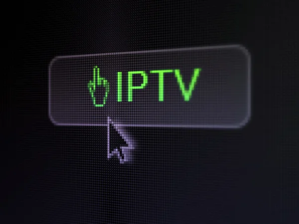 Concetto di sviluppo Web: IPTV e mouse cursore su sfondo pulsante digitale — Foto Stock
