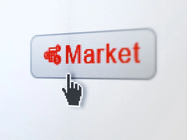 Conceito de negócio: Mercado e calculadora no fundo do botão digital — Fotografia de Stock