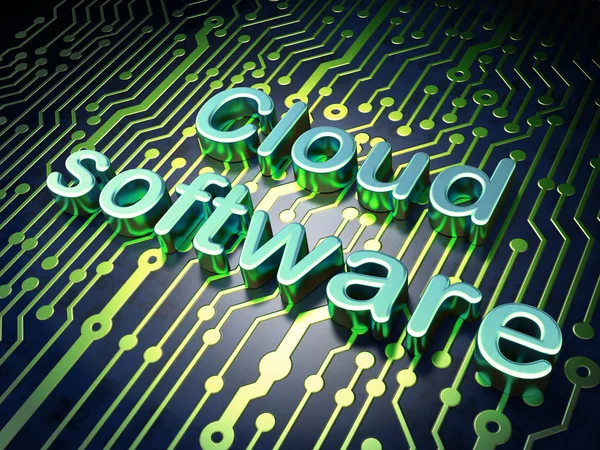 Concetto di tecnologia cloud: software cloud sullo sfondo del circuito stampato — Foto Stock