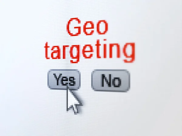 Conceito de financiamento: Geo Targeting na tela do computador digital — Fotografia de Stock