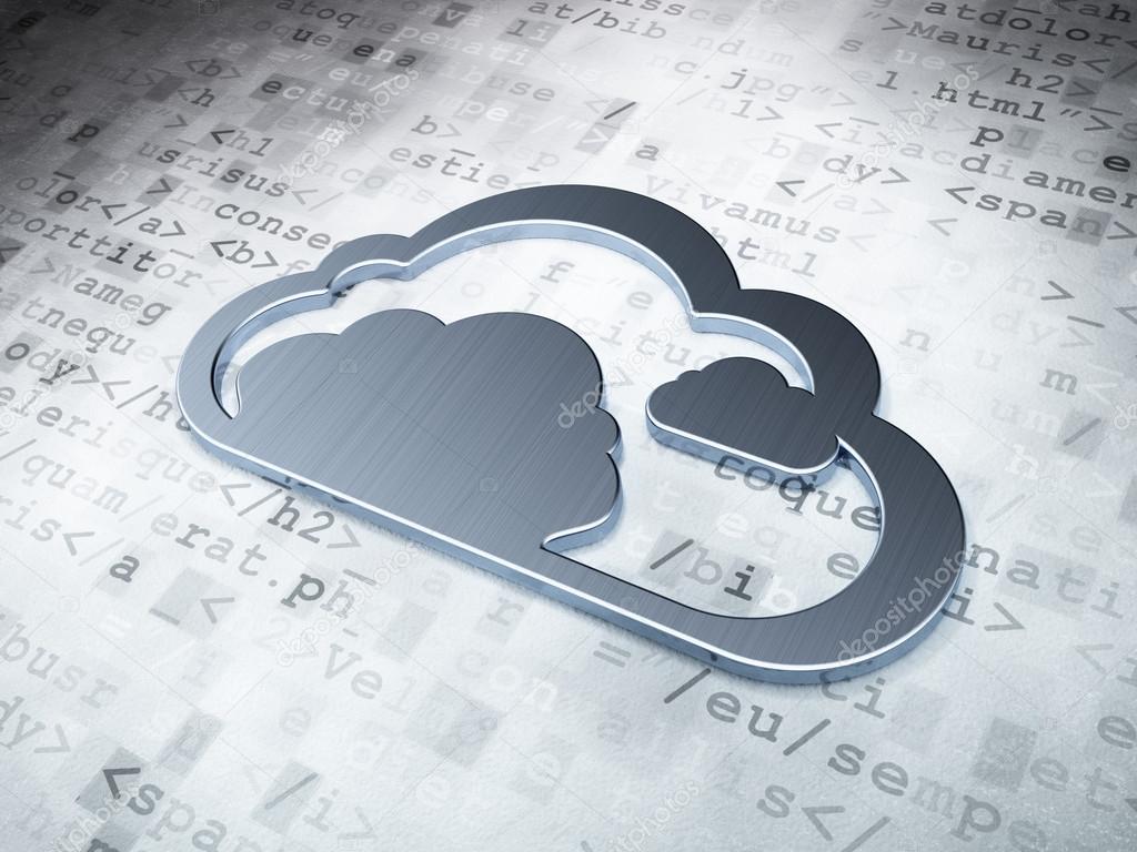Cloud technology concept: Silver Cloud on digital background