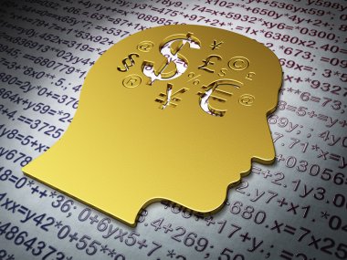 Eğitim kavramı: eğitim arka plan Finans sembolü ile golden head