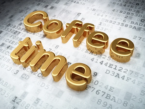 Time concept: Golden Coffee Time on digital background — Stock Photo, Image
