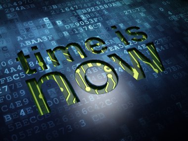 zaman çizelgesi kavramı: dijital ekran arka plan üzerinde şimdi zamanı