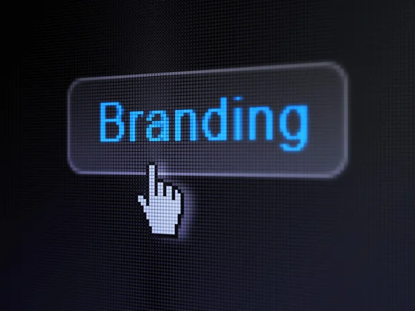 Reclame concept: branding op de achtergrond van digitale knop — Stockfoto