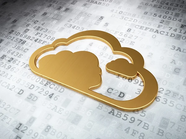 Cloud networking concept: Golden Cloud on digital background — Stock Photo, Image