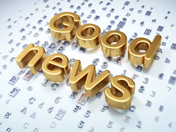 Nieuws begrip: gouden goed nieuws op digitale achtergrond — Stockfoto