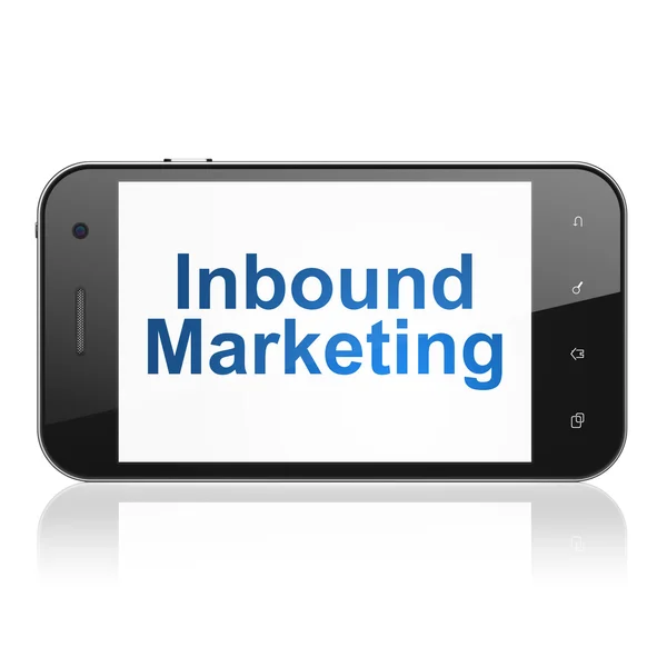 Koncepcja finansowania: inbound marketing na smartphone — Zdjęcie stockowe