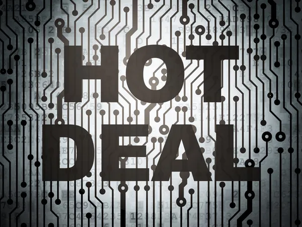 Business concept: circuito stampato con Hot Deal — Foto Stock