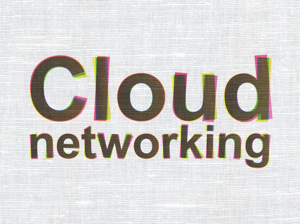 Cloud nätverkskoncept: cloud nätverk på tyg textur bakgrund — Stockfoto