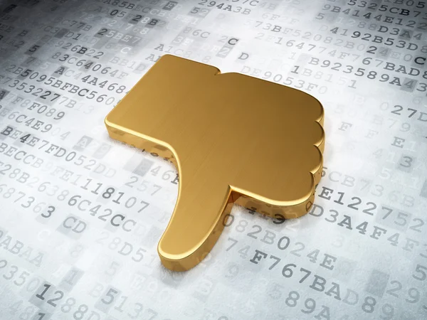 Social network concept: Golden Thumb Down on digital background — Stock Photo, Image