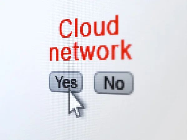 Concept de réseautage : Cloud Network sur écran d'ordinateur numérique — Photo