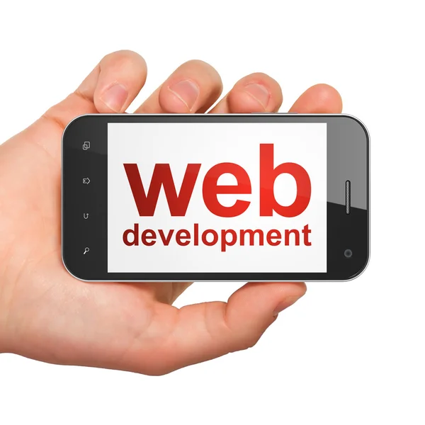 Концепция веб-разработки SEO: веб-разработка на смартфоне — стоковое фото