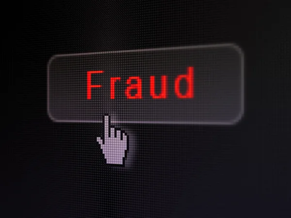 Concepto de protección: Fraude sobre fondo de botón digital — Foto de Stock
