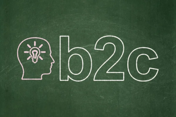 Finance concept: Head With Light Bulb and B2c on chalkboard background — Stock Photo, Image