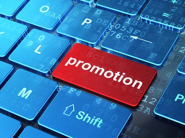 Advertising concept: Promotion on computer keyboard background — Stock Photo, Image