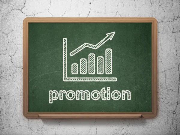 Marketing concept: Growth Graph and Promotion on chalkboard background — Stock Photo, Image