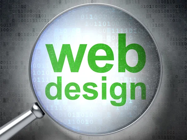 Концепция веб-дизайна SEO: веб-дизайн с оптическим стеклом — стоковое фото