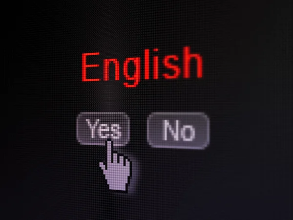 Concepto educativo: Inglés en la pantalla del ordenador digital — Foto de Stock