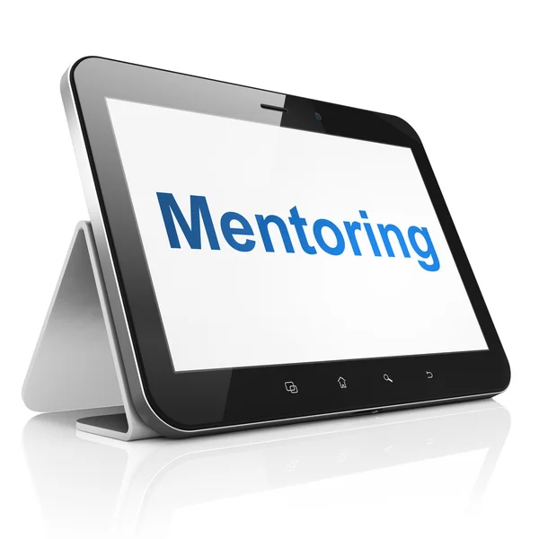 Concetto di educazione: Mentoring su computer tablet pc — Foto Stock