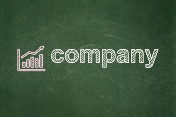 Conceito de negócio: Gráfico de crescimento e empresa em fundo quadro-negro — Fotografia de Stock