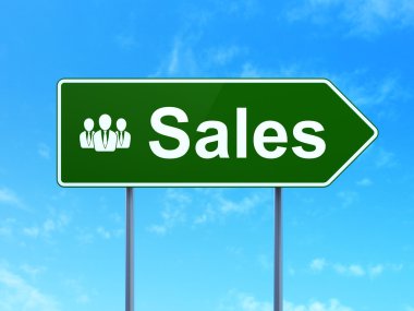 pazarlama kavramı: satış ve iş insanları yolu üzerinde kayıt arka plan