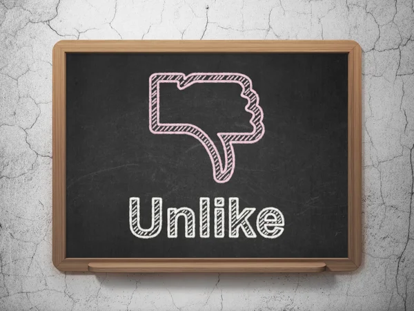 Social network concept: Thumb Down and Unlike on chalkboard background — Stock Photo, Image