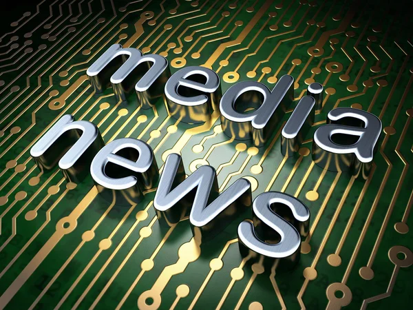 ニュース概念: 回路ボードの背景にメディア ニュース — ストック写真
