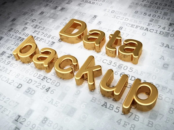 Concept d'information : Golden Data Backup sur fond numérique — Photo