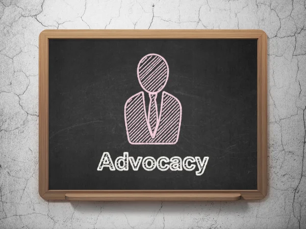 法の概念: ビジネスの男性と黒板背景に関するアドボカシー — ストック写真