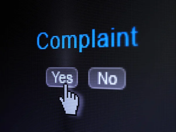 Hukuk kavramı: şikayet dijital bilgisayar ekranında — Stok fotoğraf