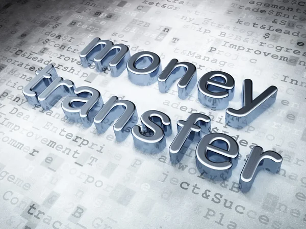 Conceptul de finanțe: Silver Money Transfer pe fundal digital — Fotografie, imagine de stoc