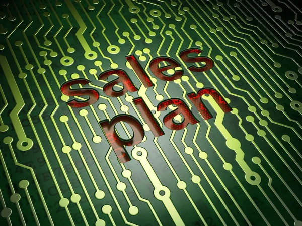 Marketing concept: Sales Plan on circuit board background — Stock Photo, Image