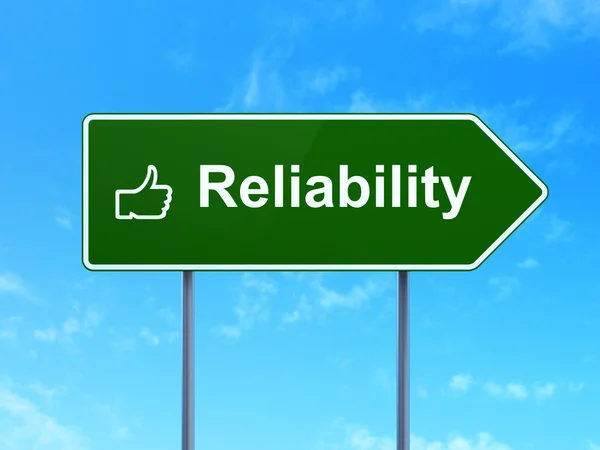 Business concept: Reliability and Thumb Up on road sign background — Stock Photo, Image