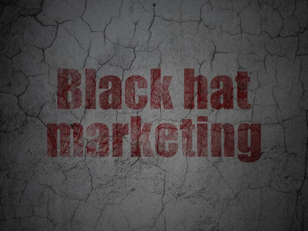 Business concept: Black Hat Marketing su sfondo grunge wall — Foto Stock