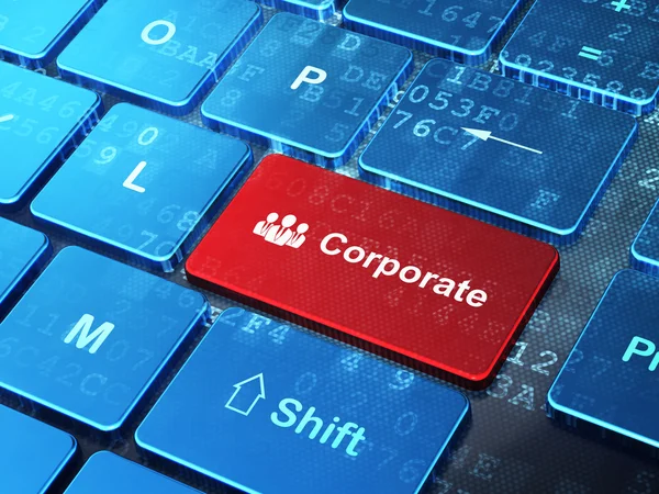 Бизнес-концепция: Business People и Corporate на фоне клавиатуры компьютера — стоковое фото