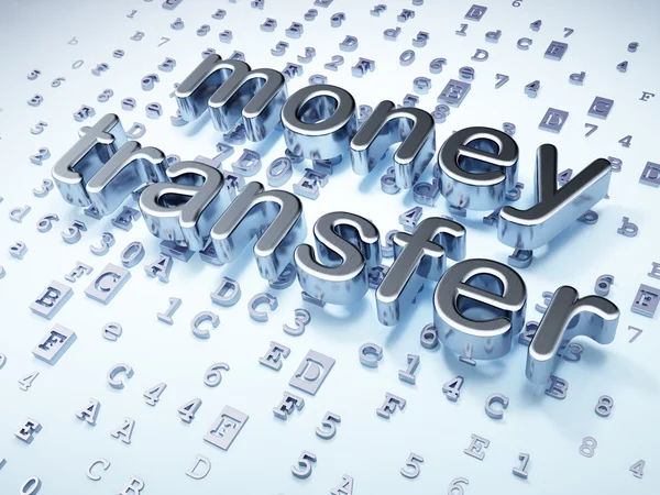Conceito de negócio: Silver Money Transfer em fundo digital — Fotografia de Stock